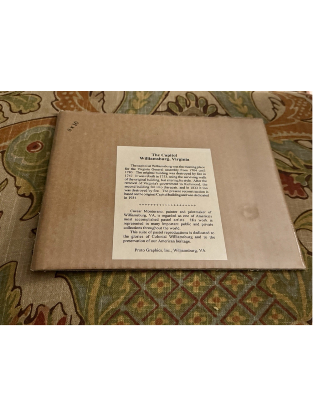 Vintage Capitol Williamsburg VA 8x10 Matted Print Monturano NEW - Picture 4 of 5